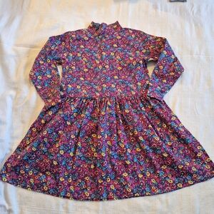 Hanna Andersson girls 110 5 vibrant floral print mock turtleneck dress EUC VTG